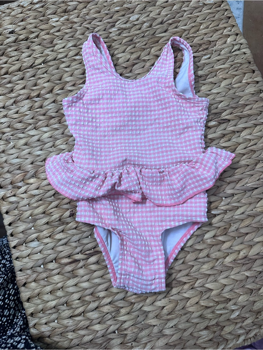 Cat & Jack Pink Gingham Ruffle One-Piece